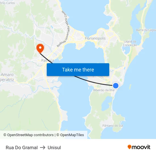 Rua Do Gramal to Unisul map