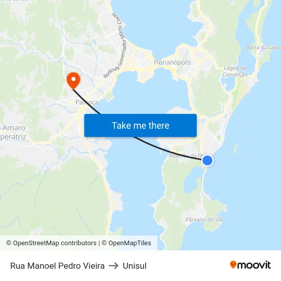Rua Manoel Pedro Vieira to Unisul map
