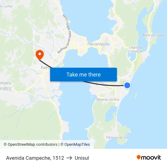 Avenida Campeche, 1512 to Unisul map