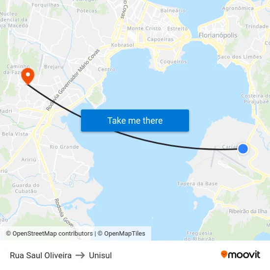 Rua Saul Oliveira to Unisul map