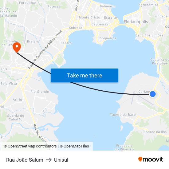 Rua João Salum to Unisul map