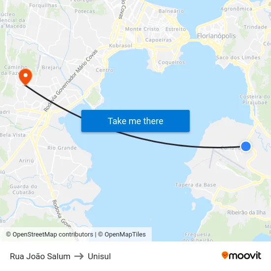 Rua João Salum to Unisul map