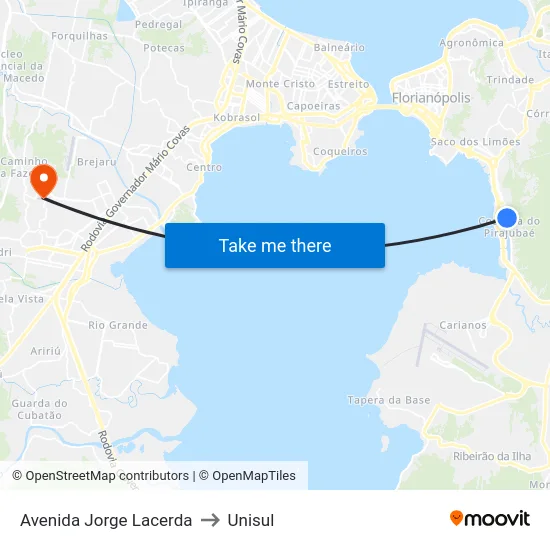 Avenida Jorge Lacerda to Unisul map