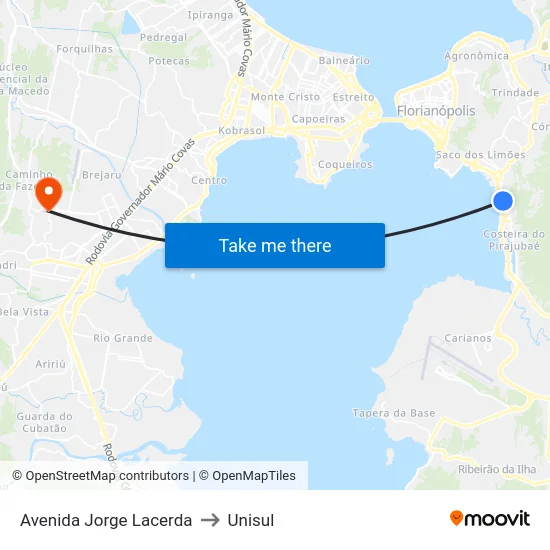 Avenida Jorge Lacerda to Unisul map