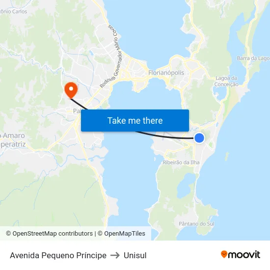 Avenida Pequeno Príncipe to Unisul map