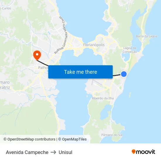 Avenida Campeche to Unisul map