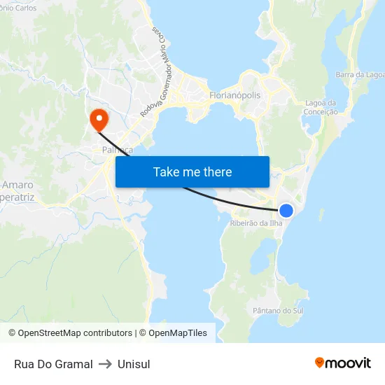 Rua Do Gramal to Unisul map