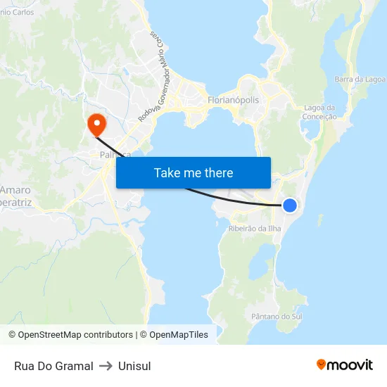 Rua Do Gramal to Unisul map