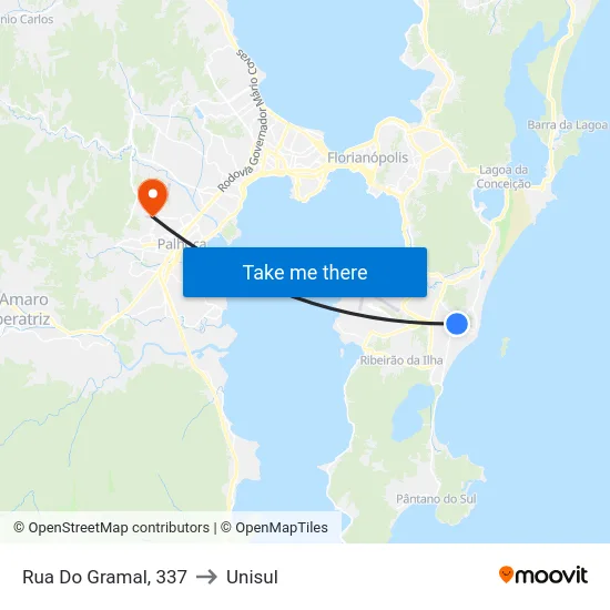 Rua Do Gramal, 337 to Unisul map