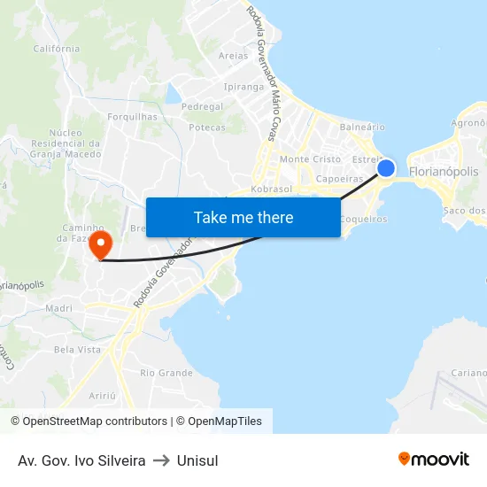 Av. Gov. Ivo Silveira to Unisul map