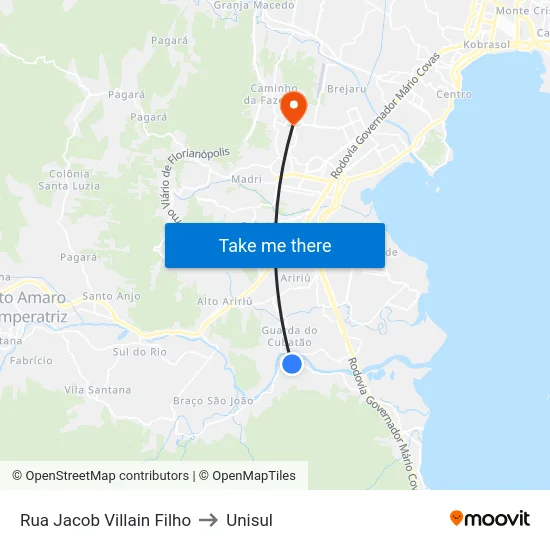 Rua Jacob Villain Filho to Unisul map