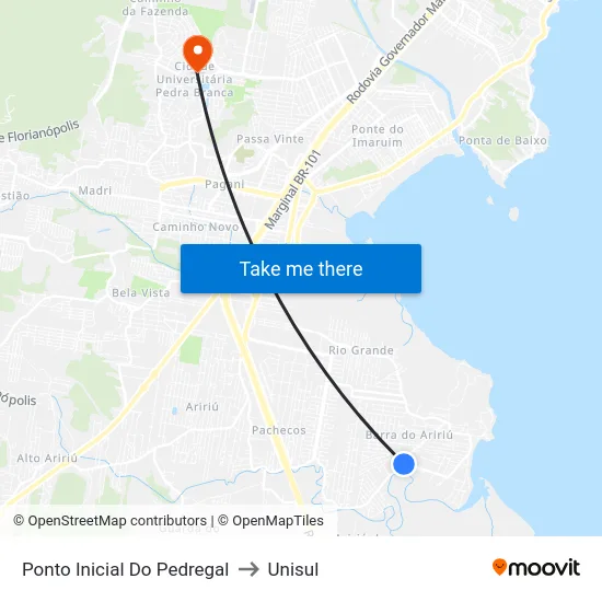 Ponto Inicial Do Pedregal to Unisul map