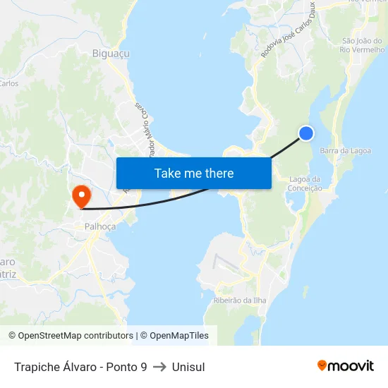 Trapiche Álvaro - Ponto 9 to Unisul map