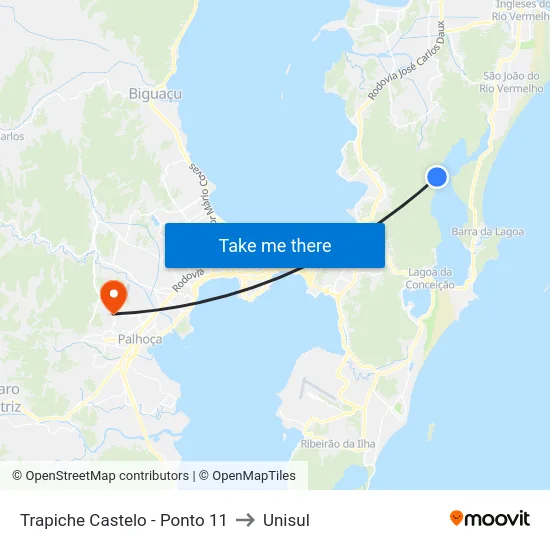 Trapiche Castelo - Ponto 11 to Unisul map