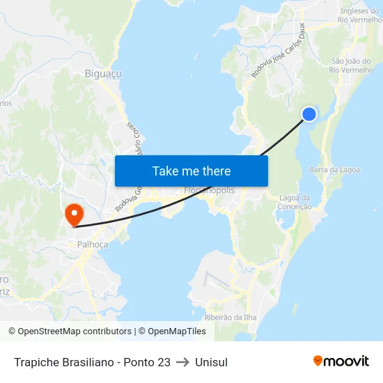 Trapiche Brasiliano - Ponto 23 to Unisul map