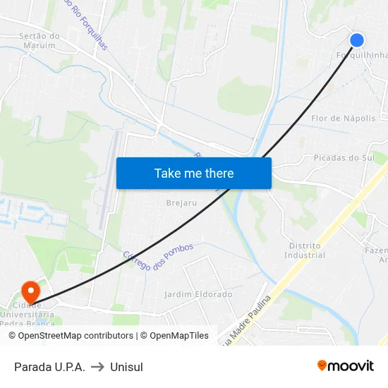 Parada U.P.A. to Unisul map