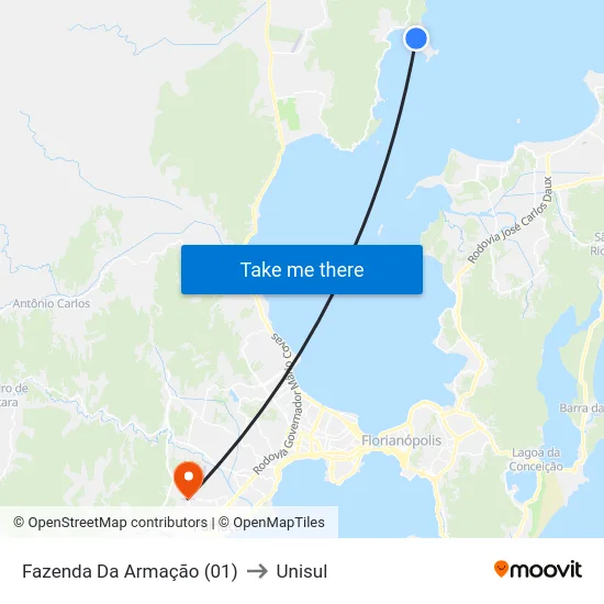 Fazenda Da Armação (01) to Unisul map