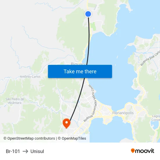 Br-101 to Unisul map