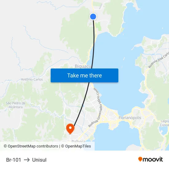 Br-101 to Unisul map