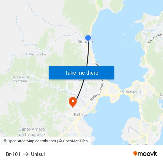 Br-101 to Unisul map