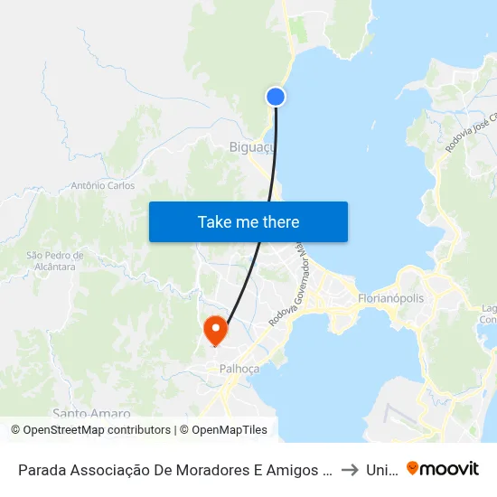 Parada Associação De Moradores E Amigos De São Miguel to Unisul map
