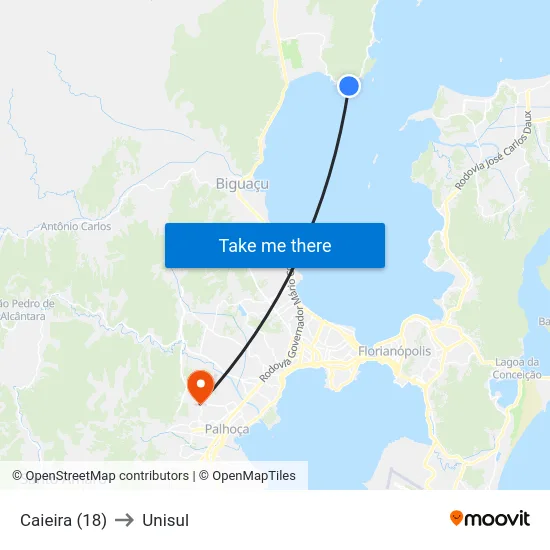 Caieira (18) to Unisul map