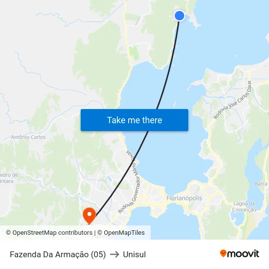 Fazenda Da Armação (05) to Unisul map
