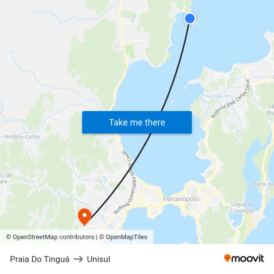 Praia Do Tinguá to Unisul map