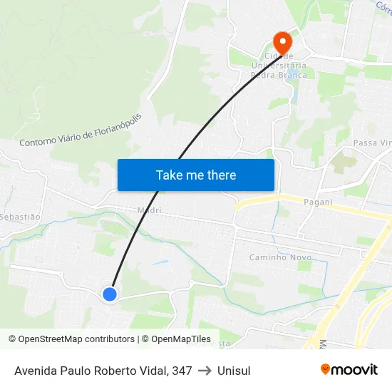 Avenida Paulo Roberto Vidal, 347 to Unisul map