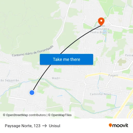 Paysage Norte, 123 to Unisul map