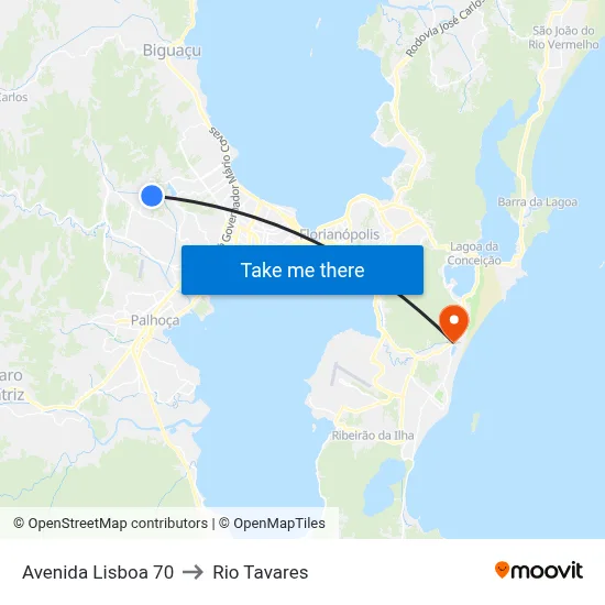 Avenida Lisboa 70 to Rio Tavares map