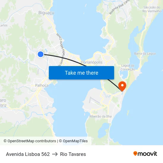 Avenida Lisboa 562 to Rio Tavares map