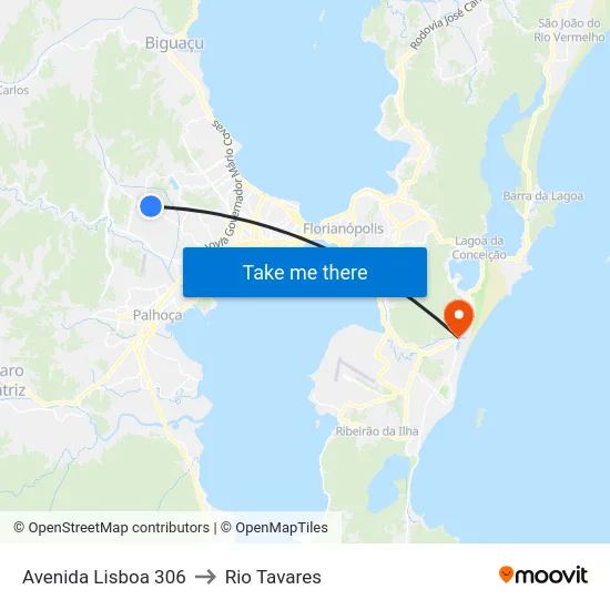 Avenida Lisboa 306 to Rio Tavares map