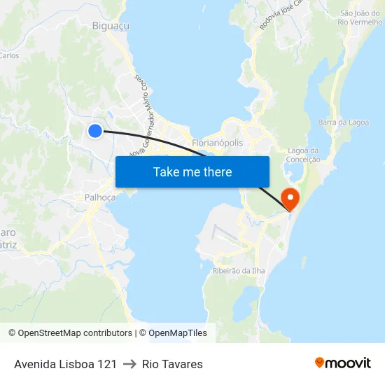 Avenida Lisboa 121 to Rio Tavares map
