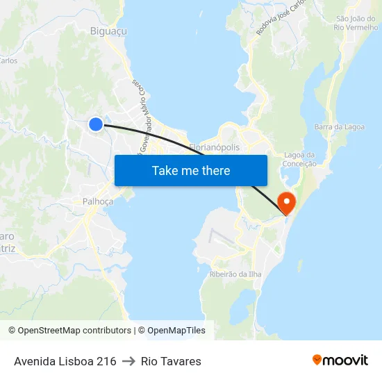 Avenida Lisboa 216 to Rio Tavares map