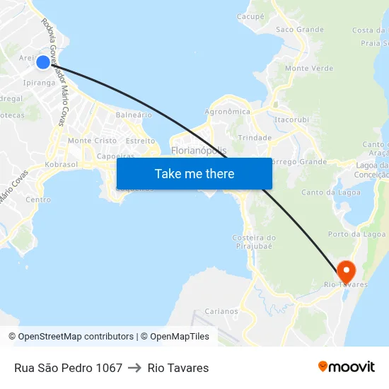 Rua São Pedro 1067 to Rio Tavares map