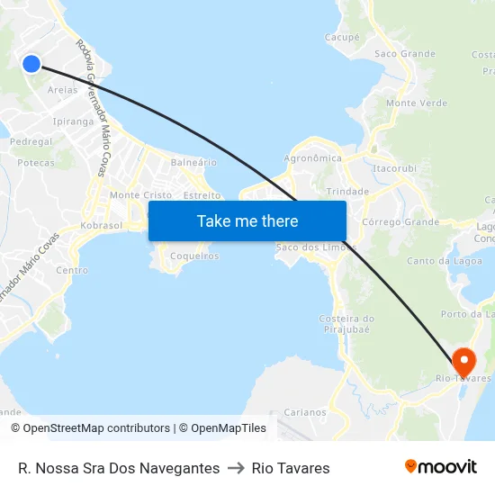 R. Nossa Sra Dos Navegantes to Rio Tavares map