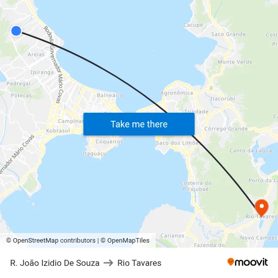 R. João Izidio De Souza to Rio Tavares map