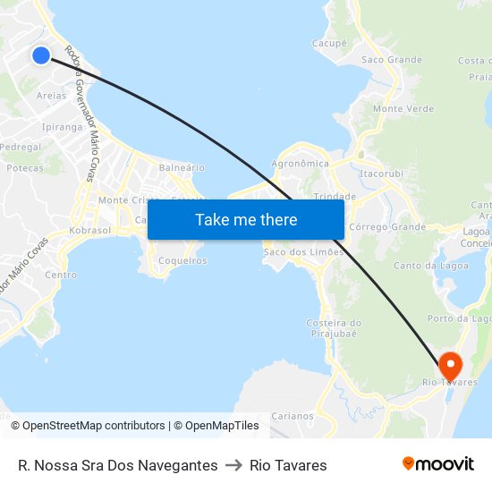 R. Nossa Sra Dos Navegantes to Rio Tavares map