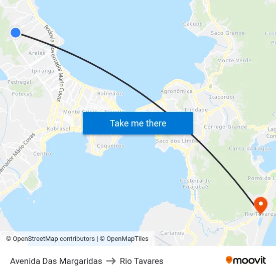 Avenida Das Margaridas to Rio Tavares map