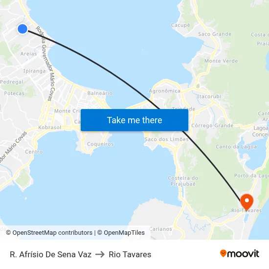 R. Afrísio De Sena Vaz to Rio Tavares map