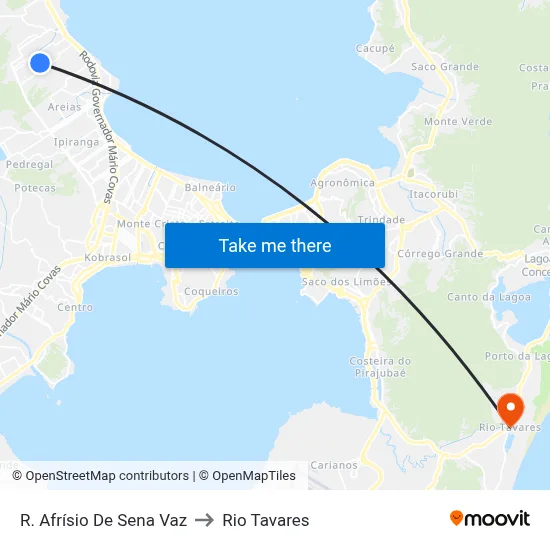 R. Afrísio De Sena Vaz to Rio Tavares map
