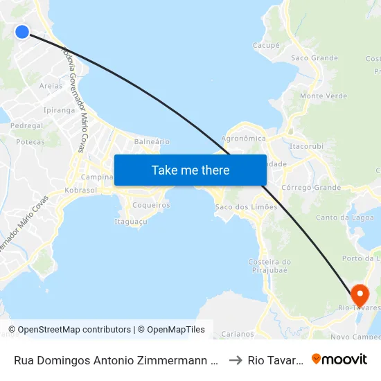 Rua Domingos Antonio Zimmermann 201 to Rio Tavares map