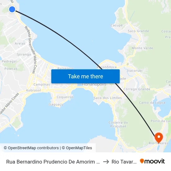 Rua Bernardino Prudencio De Amorim 277 to Rio Tavares map