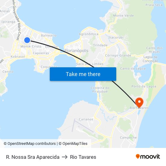 R. Nossa Sra Aparecida to Rio Tavares map