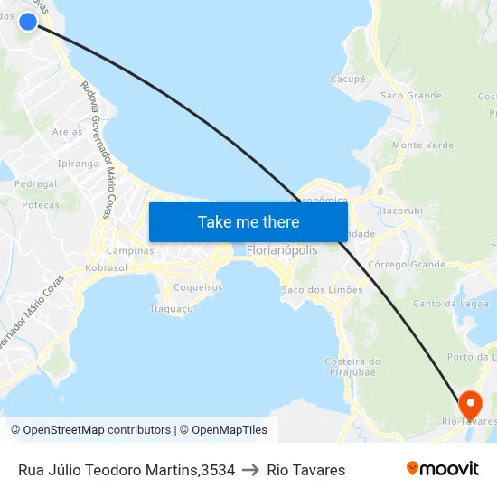 Rua Júlio Teodoro Martins,3534 to Rio Tavares map