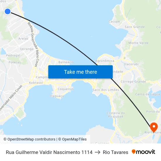 Rua Guilherme Valdir Nascimento 1114 to Rio Tavares map