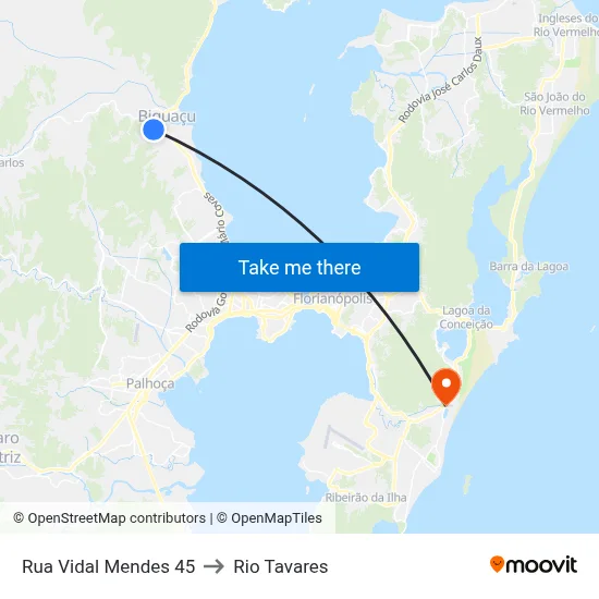 Rua Vidal Mendes 45 to Rio Tavares map