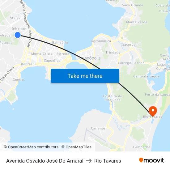 Avenida Osvaldo José Do Amaral to Rio Tavares map
