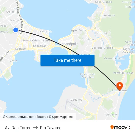 Av. Das Torres to Rio Tavares map